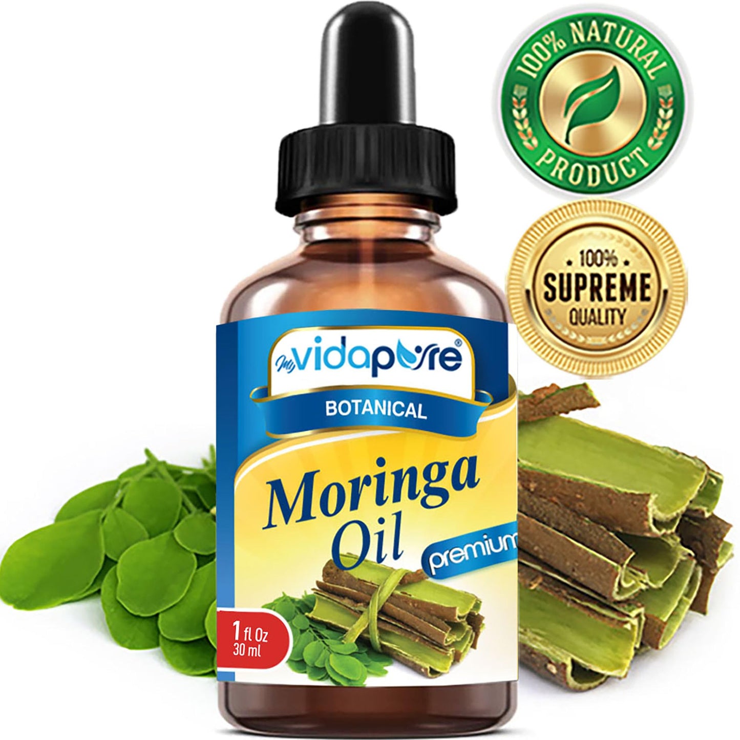 MYVIDAPURE MORINGA OIL Moringa oleifera 100% Pure REFINED UNDILUTED Cold Pressed for Skin, Face, Hair, Lip and Nail Care (1 Fl Oz) Beauty & Personal Care MYVIDAPURE