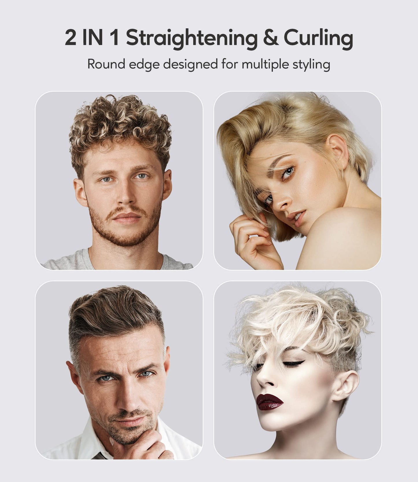Terviiix 1/2 Inch Flat Iron for Short Hair, Small Hair Straightener and Curler 2-in-1 for Pixie Cuts & Touch-Ups, Rounded Edge Mini Flat Iron for Men Beauty & Personal Care Terviiix
