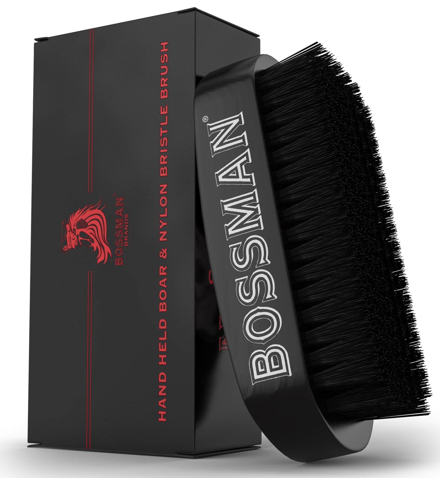 Bossman Beard Brush for Men - Hand Held Boar & Nylon Bristle Brush - Detangling Brush for Beard and Hair Care Beauty and Personal Care Bossman