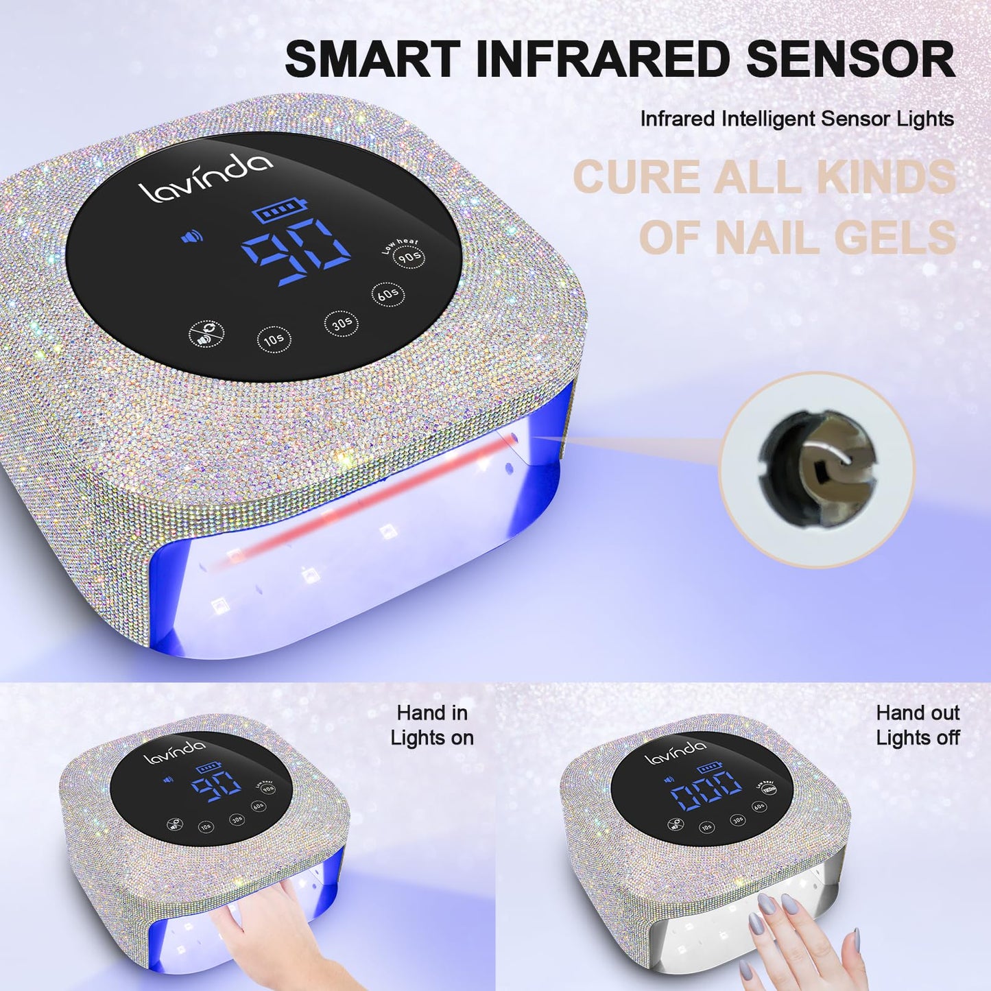 Lavinda UV LED Nail Lamp 54W – Rechargeable Cordless Gel Nail Dryer with 4 Timers, Auto Sensor & Display, Quick Dry for Salon & Home Beauty & Personal Care Lavinda