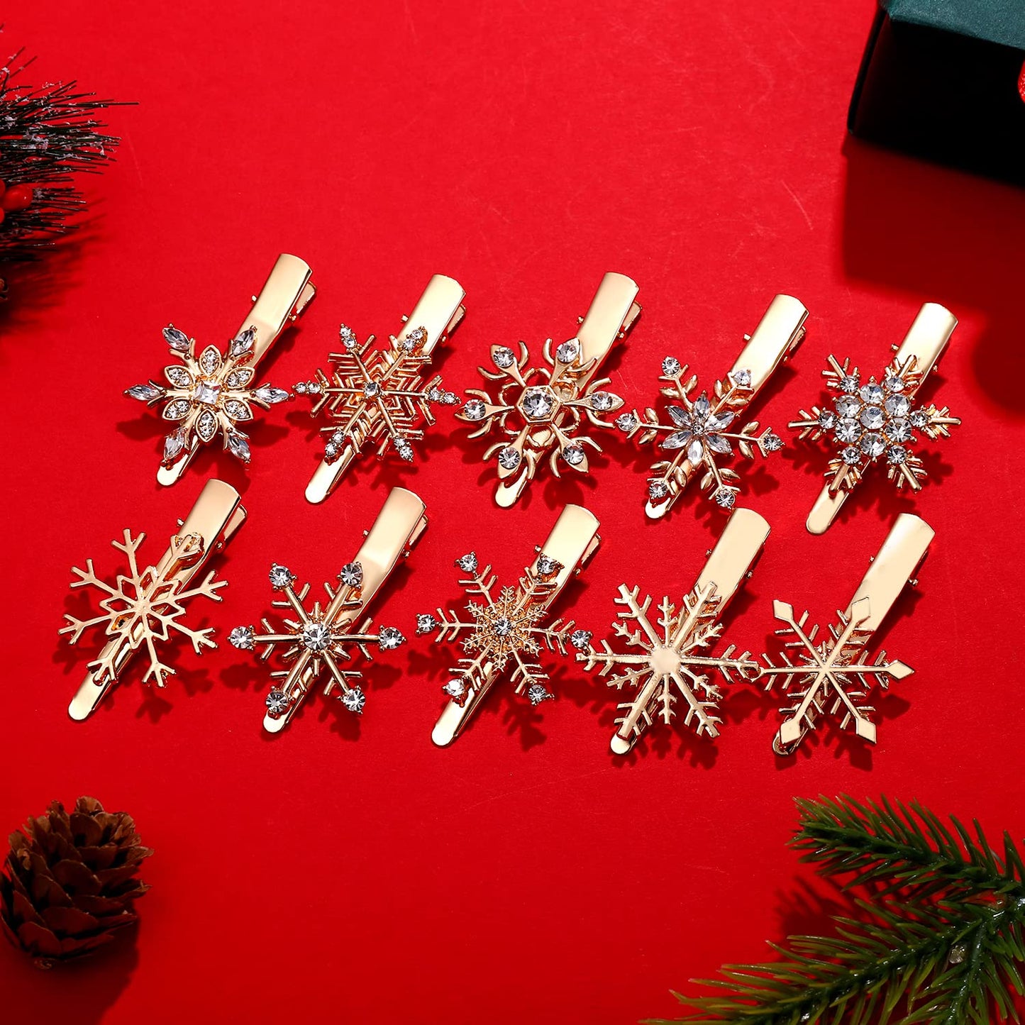 Christmas Snowflake Hair Clips Holiday Rhinestone Snowflake Hairpins for Women Girls Winter Festive Hair Accessory Christmas Party New Year Gifts Beauty & Personal Care CEALXHENY