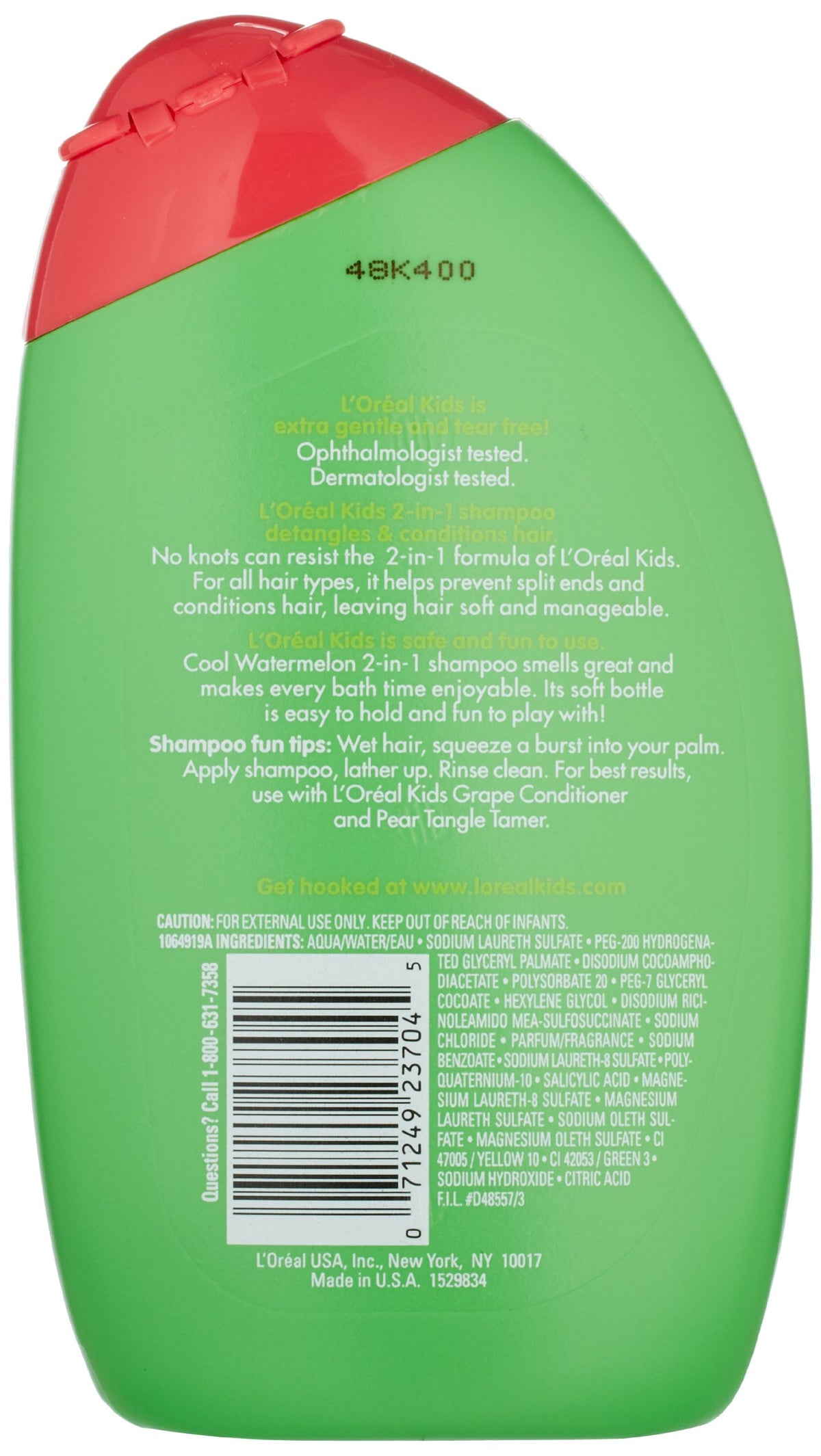 L'Oreal Kids Extra Gentle 2-in-1 Shampoo, Watermelon, 9 fl. oz.
