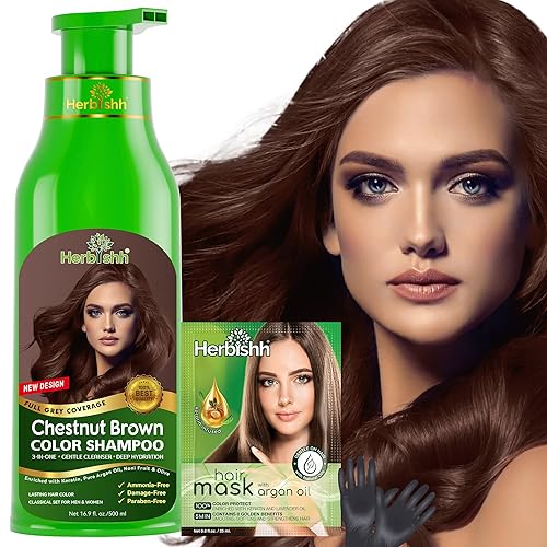 Herbishh Hair Color Shampoo for Gray Hair - Natural Hair Dye Shampoo - Colors Hair in Minutes - Lasts Up To 3-4 Weeks - 500 Ml - 3-In-1 Hair Color Beauty & Personal Care Herbishh