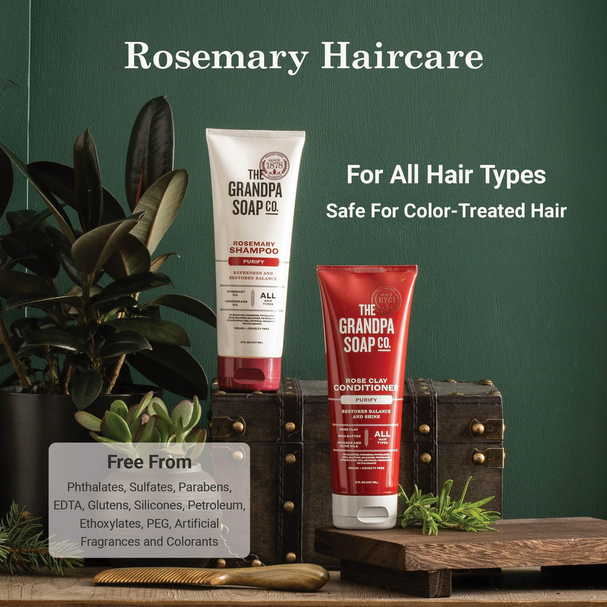 The Grandpa Soap Company Shampoo - Purifying With Rosemary and Lemongrass Oils, Leaves Scalp and Hair Feeling Clean and Fresh, All Hair Types, Vegan Beauty & Personal Care The Grandpa Soap Company
