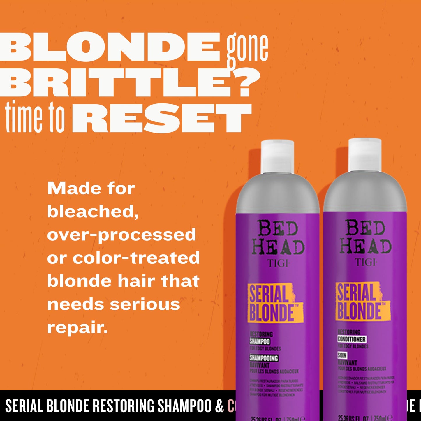 TIGI Bed Head Serial Blonde Restoring Shampoo & Conditioner Set for Damaged Blonde Hair, Hydrolyzed Keratin, 25.36 fl oz, 2 Pack Beauty & Personal Care TIGI