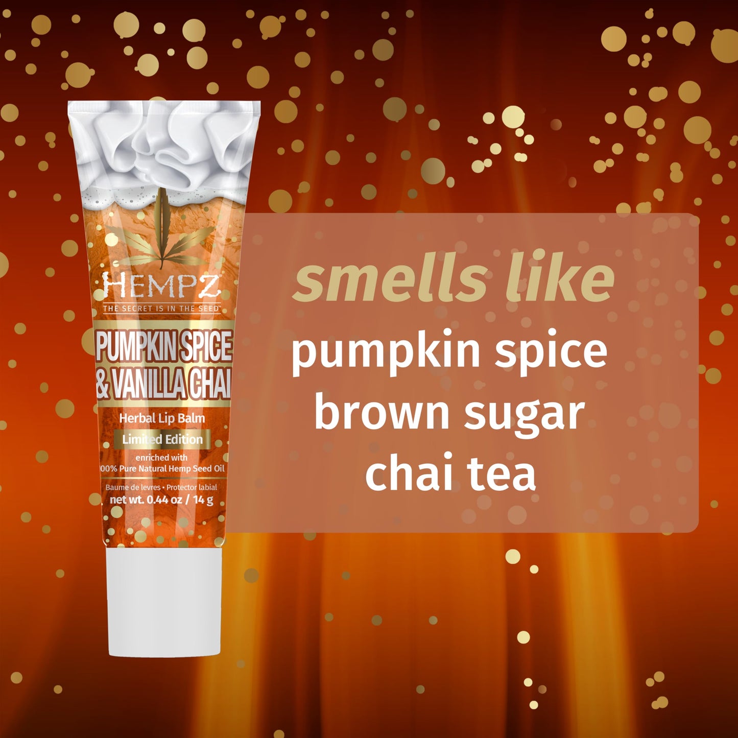 Hempz Limited Edition Pumpkin Spice & Vanilla Chai Herbal Lip Balm .44 oz Beauty & Personal Care Hempz