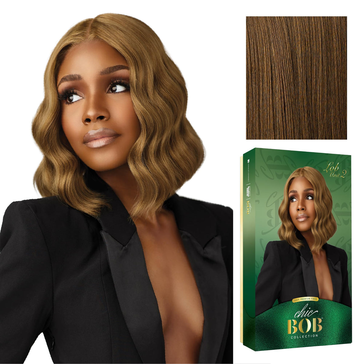 Sensationnel Chicbob Lace Frontwig-Lob Unit 2, MOCHABROWN