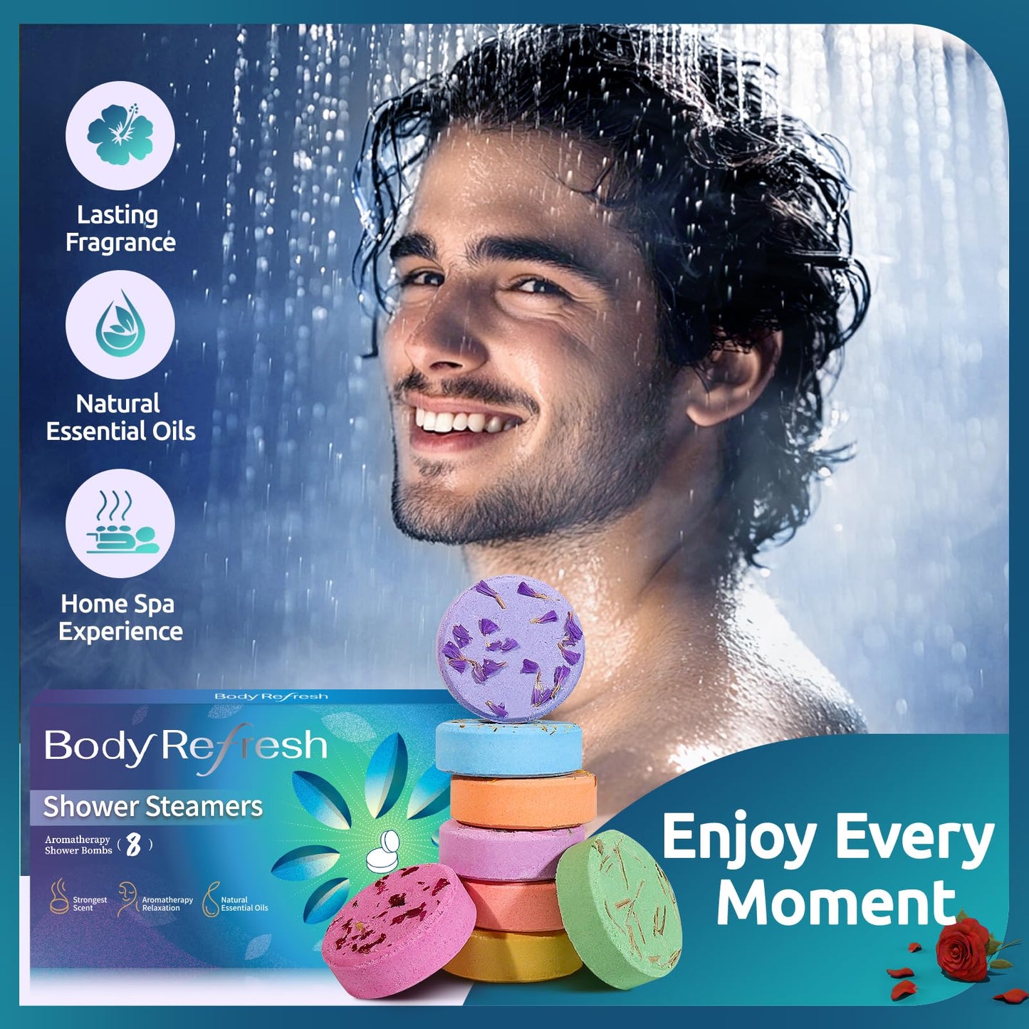Shower Steamers Aromatherapy-8 Pack Shower Bombs with Essential Oils, Mothers Day Gifts for Mom Wife, Birthday Gifts for Women Self Care Relaxation Beauty and Personal Care BodyRefresh