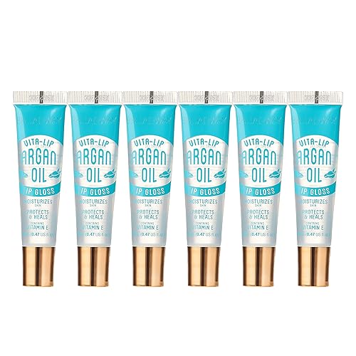 Ruby Kisses Broadway Vita-Lip Clear Lip Gloss (Argan Oil 6 Pack), Ultra-Hydrating & Soothing Formula with Multi-Vitamin Oils, High-Shine Non-Sticky Beauty & Personal Care Ruby Kisses