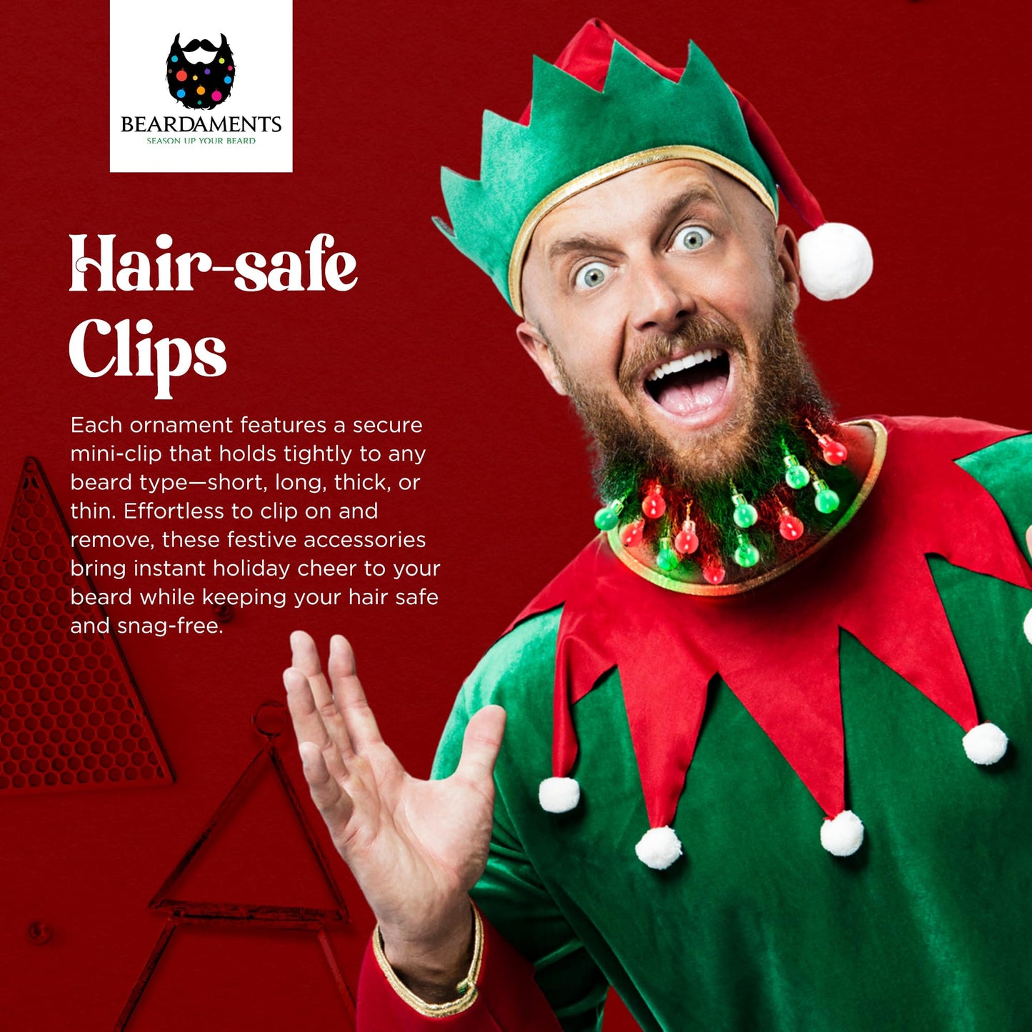 Beardaments Beard Lights - Light-Up Beard Ornaments for Men - Colorful Christmas Beard Baubles with Easy Clip Attachment - Funny Christmas Ornaments Beauty & Personal Care Beardaments