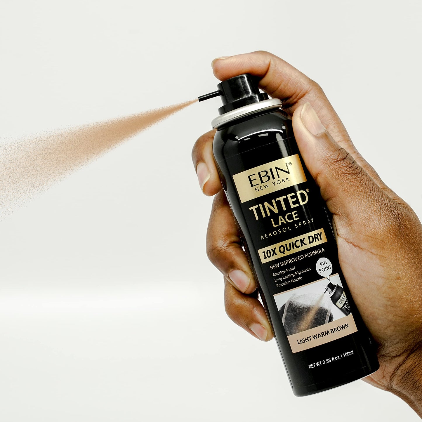 EBIN NEW YORK Tinted Lace Spray 3.38oz/ 100ml - Light Warm Brown | Quick Drying, Water Resistant, No Residue, Even Application, Matching Skin Tone Beauty & Personal Care EBIN NEW YORK