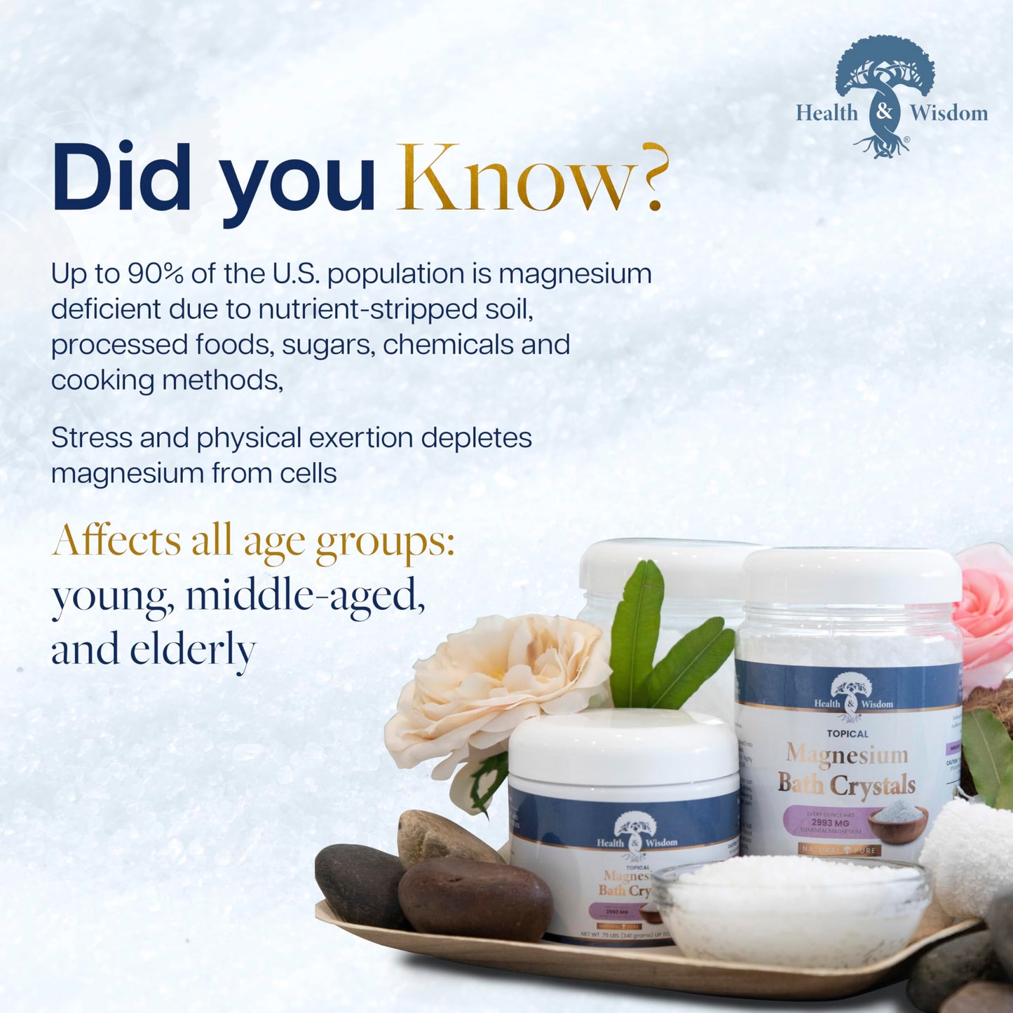 Health and Wisdom Magnesium Bath Crystals - Bath Salts with High Concentration & Enhanced Absorption for Muscle & Joint Relief - Dead Sea Sourced Beauty and Personal Care Health and Wisdom