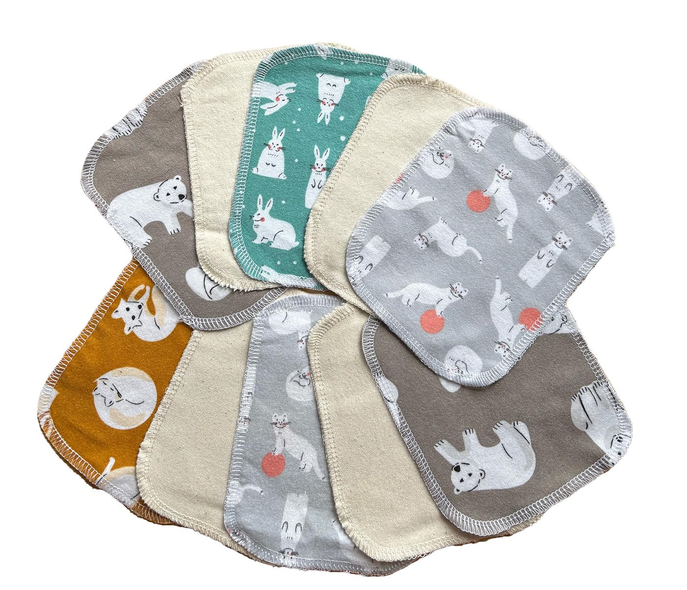 5-Count Organic Cotton Flannel Wipes - Reusable, Quick-Drying, Soft & Absorbent | Decorative Print Cloths for Delicate Skin, Facial Care & Daily Beauty & Personal Care Wild & Pure