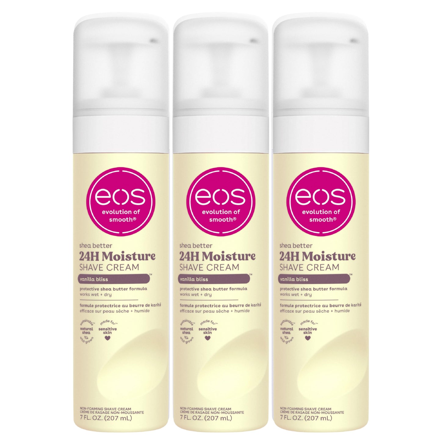 eos Shea Better Shaving Cream for Women- Vanilla Bliss, 24-Hour Hydration, Skin Care & Lotion with Shea Butter, 7 fl oz, 3-Pack Beauty and Personal Care eos