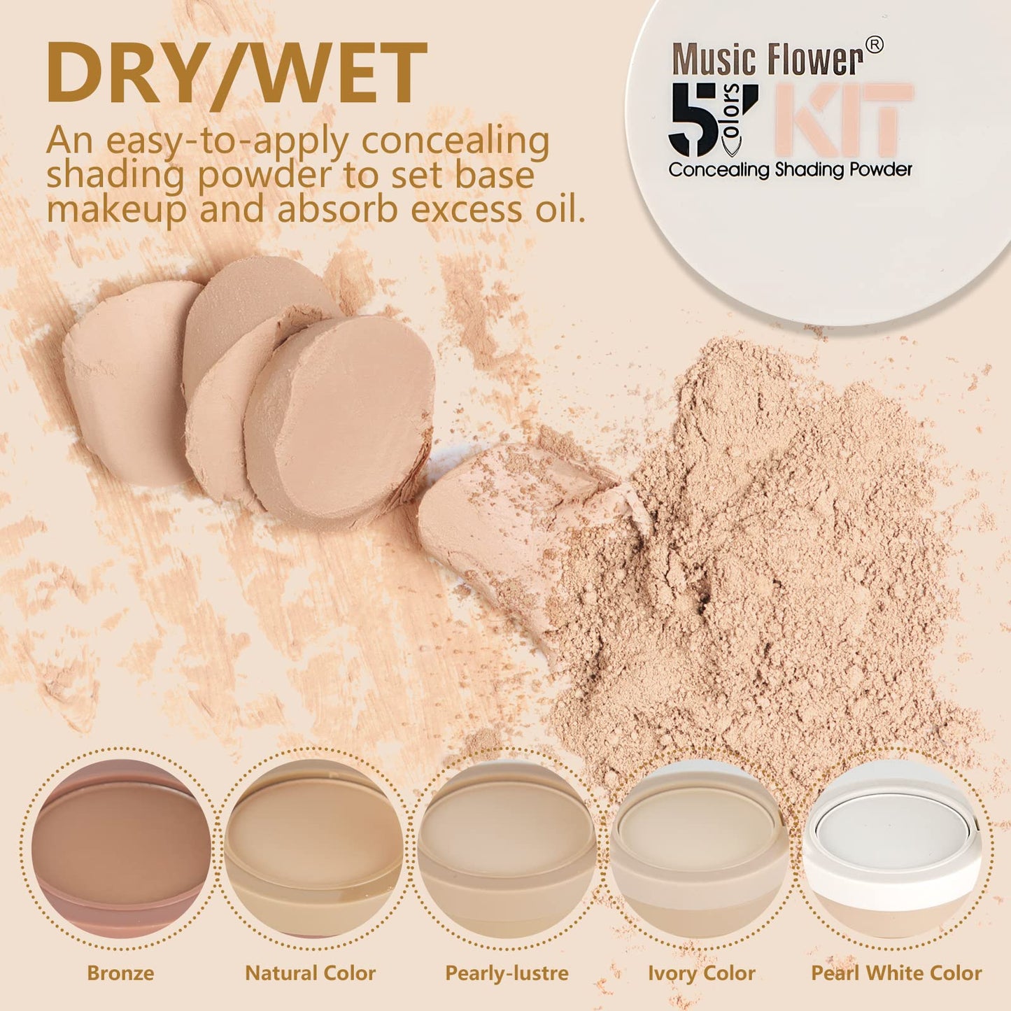 Meao Multi-layer 5 Colour Makeup Compact Make up Contour Face Bronzing Foundation Correcting Pressed Powder Facial Base Contouring Beauty Cosmetics Beauty & Personal Care Meao