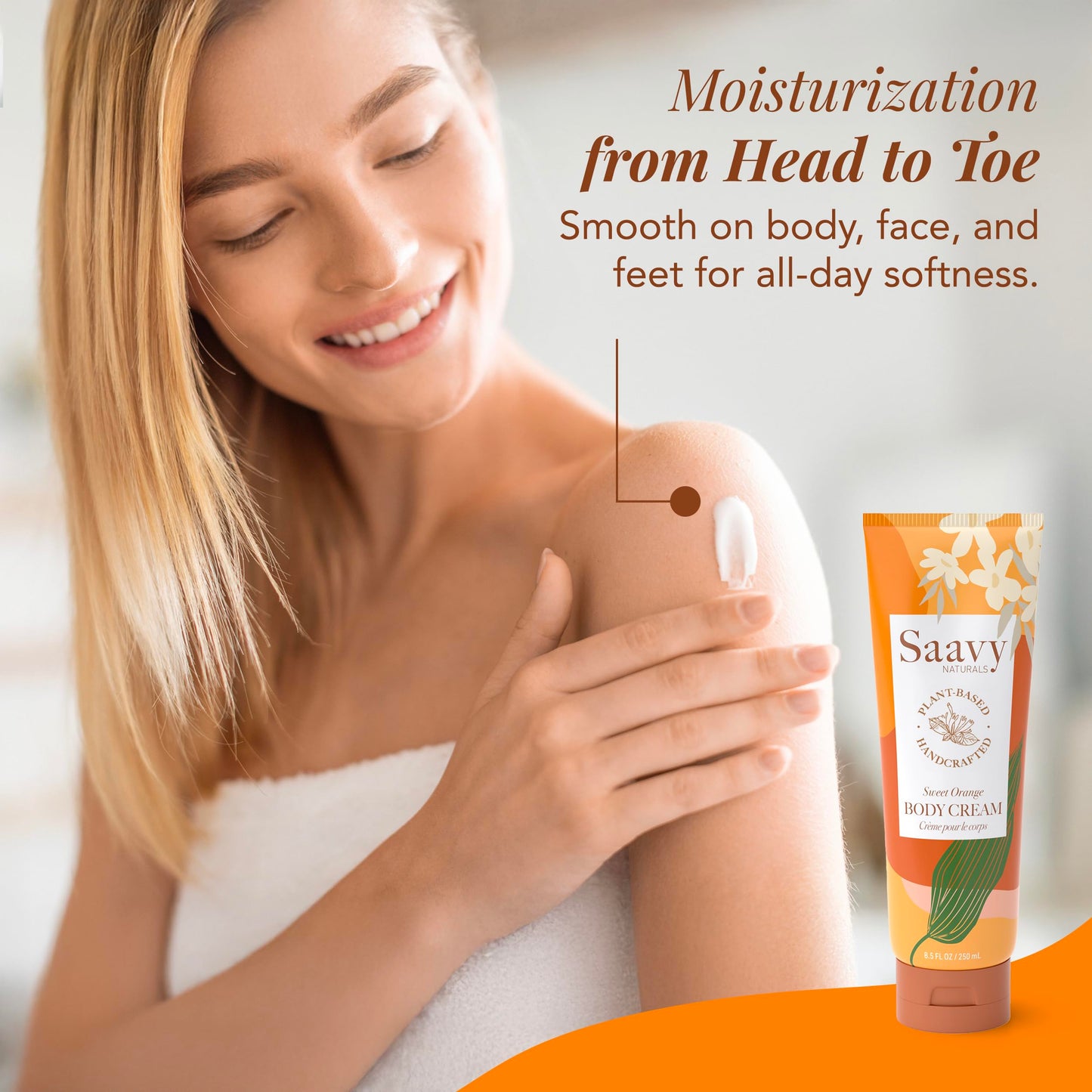 Saavy Naturals Deeply Hydrating Body Cream for Dry Skin - Nourishing Shea Butter, Plant-Based & Sustainably Sourced - Sweet Orange - 8.5 fl oz, 2 pack Beauty & Personal Care Saavy Naturals