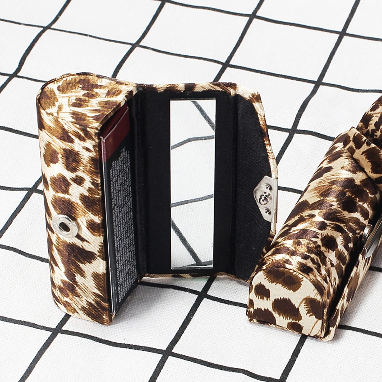 Tiger007 Lipstick Case with Mirror, 3 pcs Lipstick Case Holder with Leopard Pattern Style, Vintage Leopard Print Cloth Lipstick Box (Leopard pattern) Beauty & Personal Care Tiger007