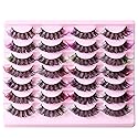 ABELYN Natural False Lashes with Color Soft and Wispy Thick Curly 3D Faux Mink Colored Eyelashes Extension Full Strip Lashes Beauty & Personal Care ABELYN