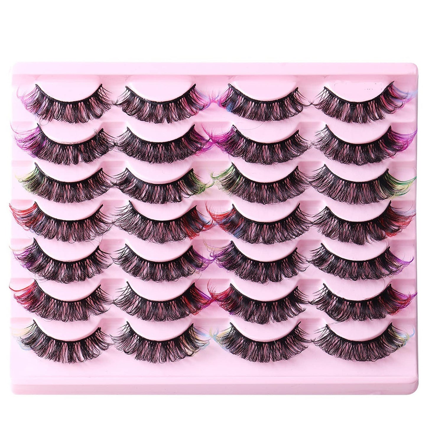ABELYN Natural False Lashes with Color Soft and Wispy Thick Curly 3D Faux Mink Colored Eyelashes Extension Full Strip Lashes Beauty & Personal Care ABELYN