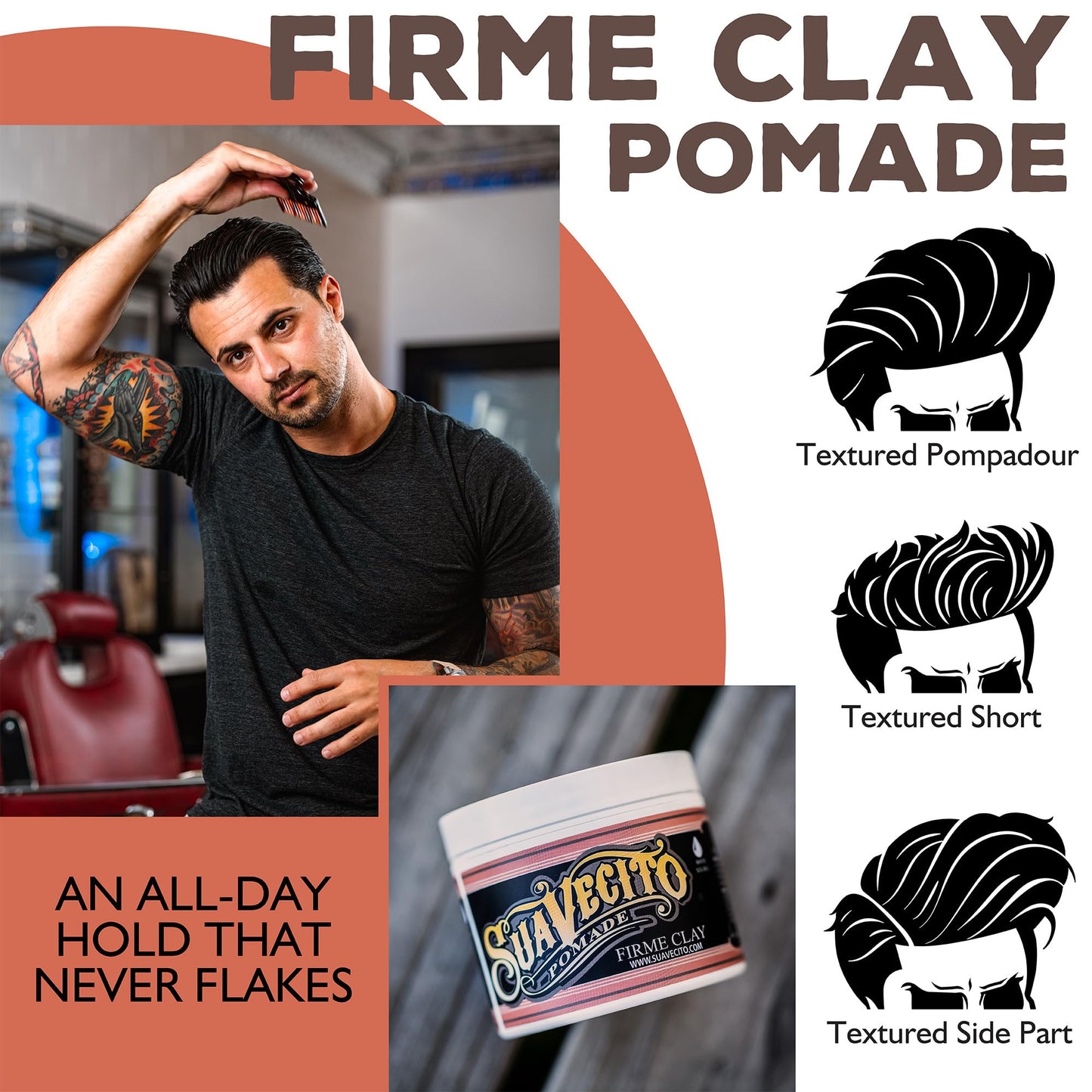 Suavecito Pomade Firme Clay 4 oz, 2 Pack - Strong Hold Hair Clay For Men - Low Shine Matte Hair Clay Pomade For Natural Texture Hairstyles Beauty & Personal Care Suavecito