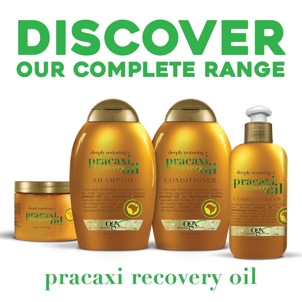 OGX Deeply Restoring + Pracaxi Recovery Oil AntiFrizz Conditioner with Murumuru Butter to Intensely Hydrate Curly Wavy Hair SulfateFree Surfactants