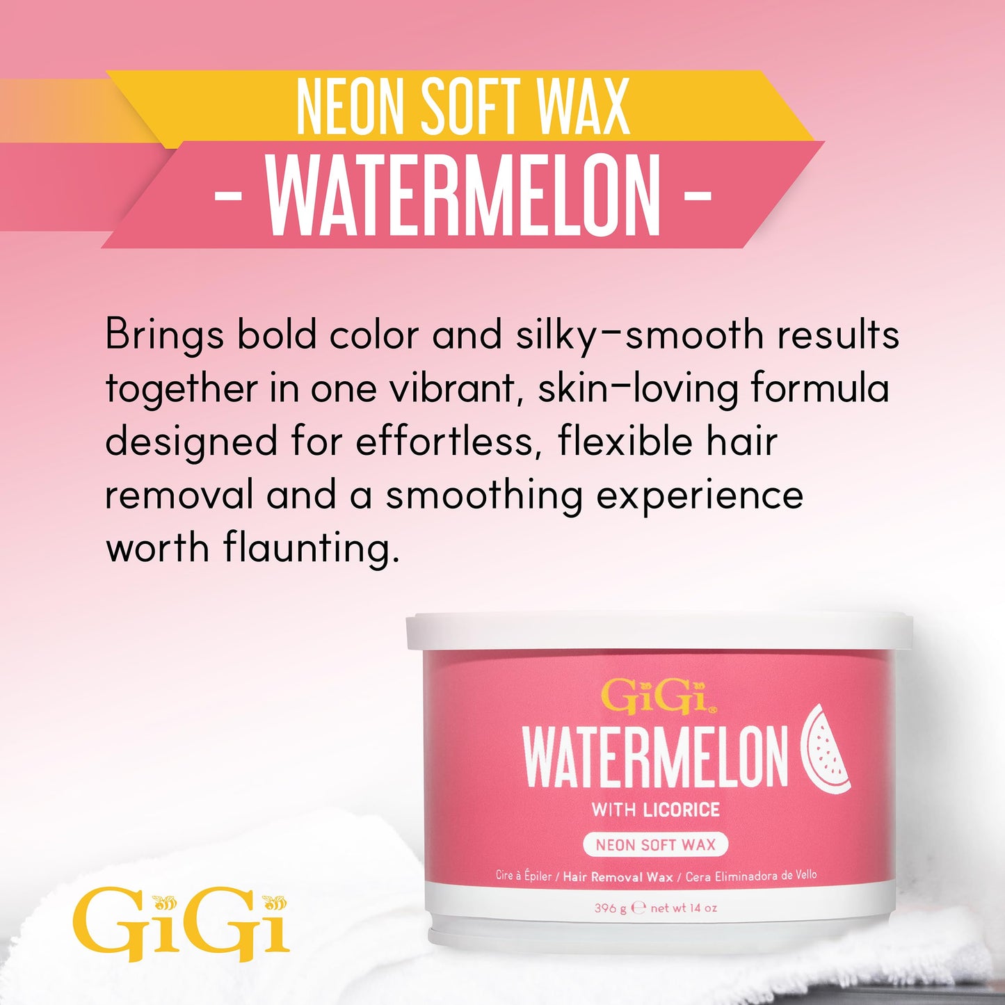 Gigi Neon Soft Wax, Watermelon - Hair Removal Wax for Sensitive Skin & Body, Salon & At-Home Waxing for Women, 14 Oz Beauty and Personal Care GIGI