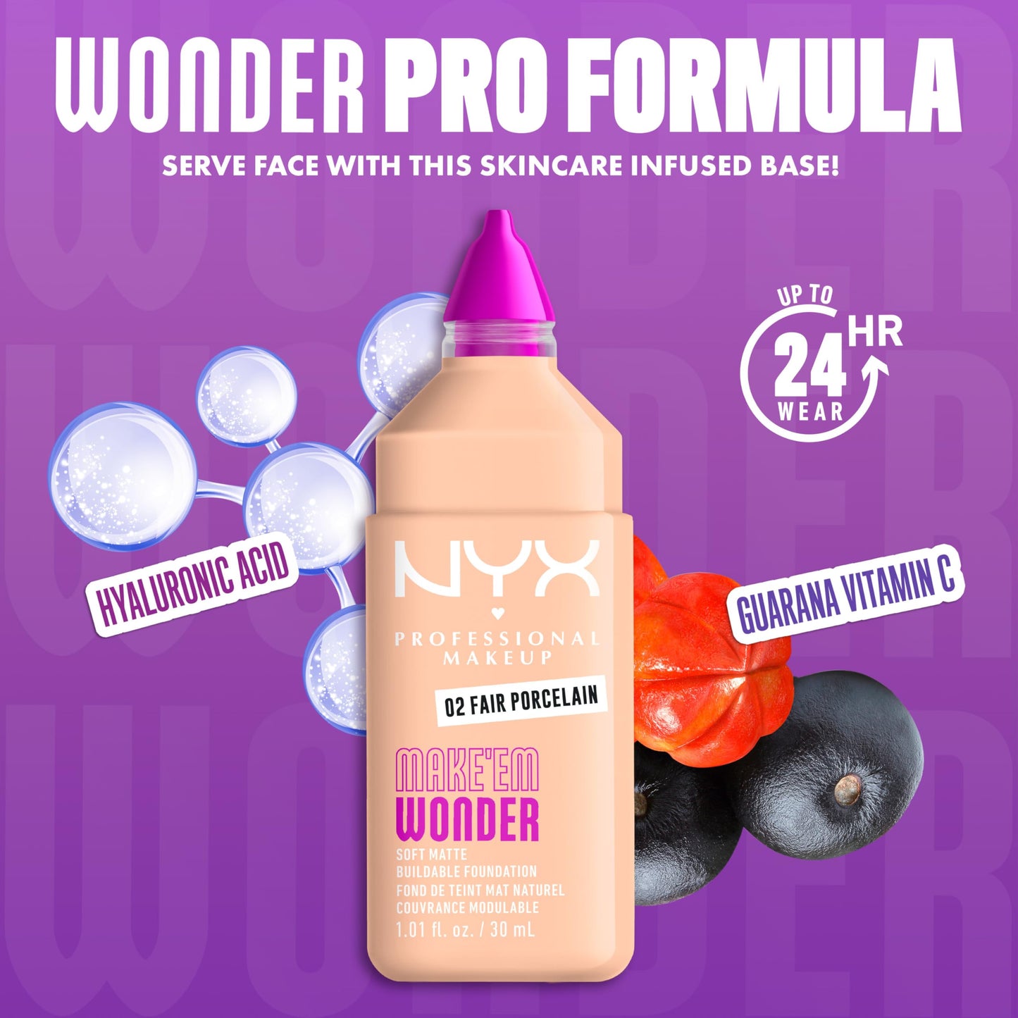 NYX PROFESSIONAL MAKEUP Make 'Em Wonder Liquid Foundation, 24HR Foundation Makeup With A Soft Matte Finish, Buildable Full Coverage - 02 Fair Beauty & Personal Care NYX PROFESSIONAL MAKEUP