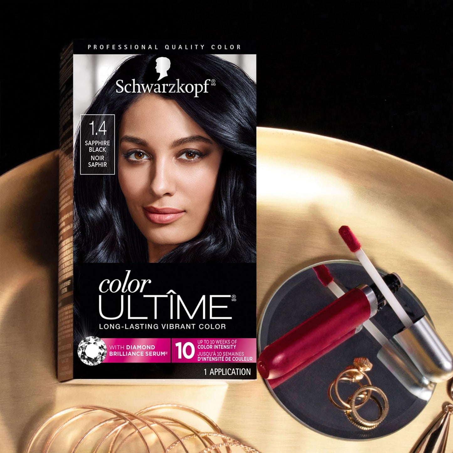 Schwarzkopf Color Ultime 1.4 Sapphire Black Hair Dye, Permanent Intense Black with Diamond Brilliance, Fade-Resistant, Covers Grays, All Hair Textures Beauty & Personal Care Schwarzkopf