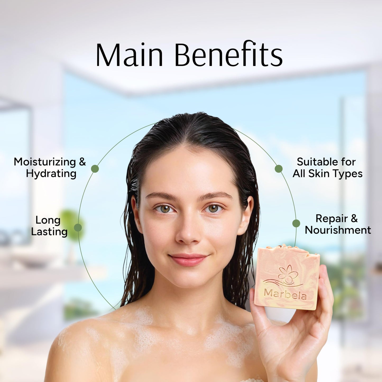 Marbela Cosmetics Handmade Soap Bar - Made in USA, Vegan Friendly, Palm Oil Free, Natural Bar Soap - Face & Body Soap for Daily Skin Care Beauty & Personal Care Marbela