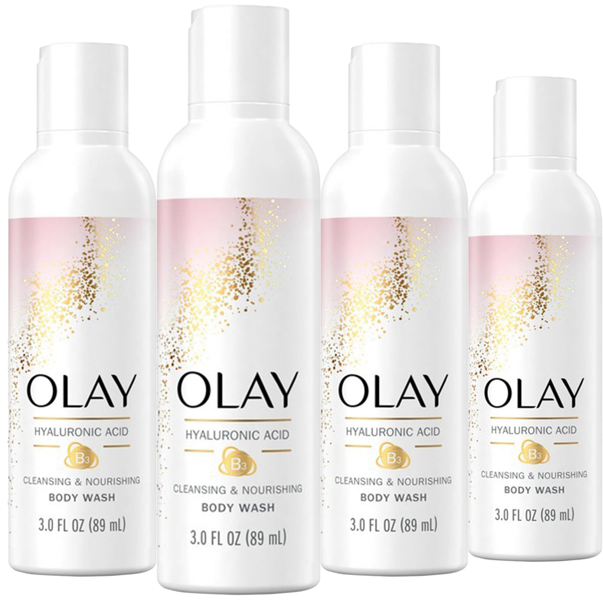 Olay Cleansing & Nourishing Body Wash for Women, 4 Pack, Hydrating Body Wash with Hyaluronic Acid and Vitamin B3, Travel Size 3 oz each Beauty & Personal Care Olay