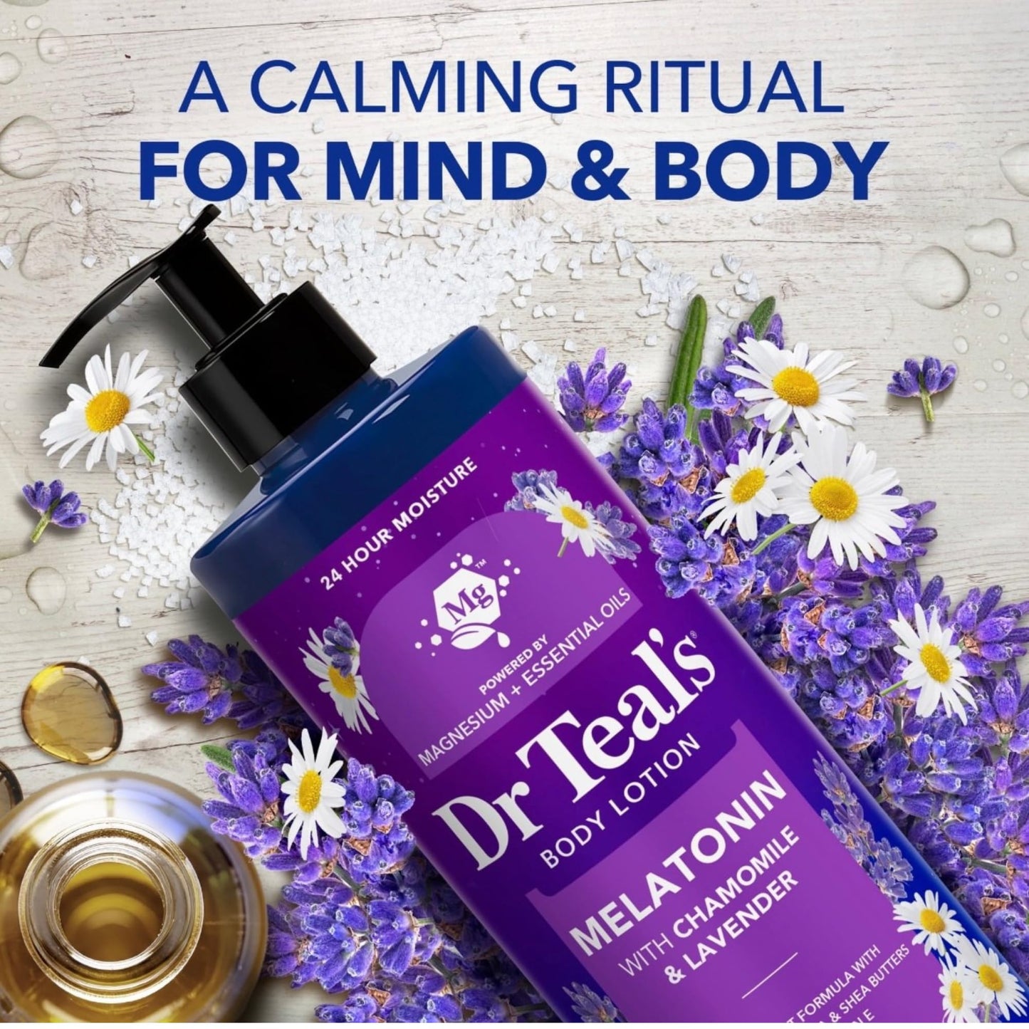 Dr Teal's Melatonin Body Wash and Body Lotion Set with Chamomile & Lavender, Magnesium & Essential Oils, 24 fl oz and 18 fl oz Beauty & Personal Care Dr Teal's