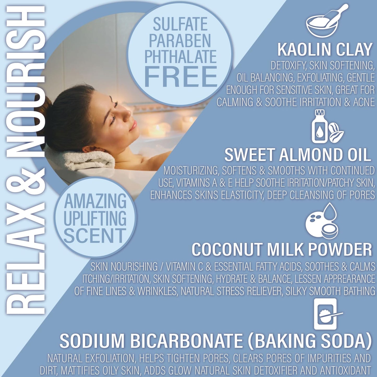 Luxiny Vegan Milk Bath Soak Made with Moisturizing Coconut Milk Powder & Sweet Almond Oil for a Bath Bomb Dust Soothing Fizz & Relaxing Soak, 8 oz.… Beauty & Personal Care Luxiny