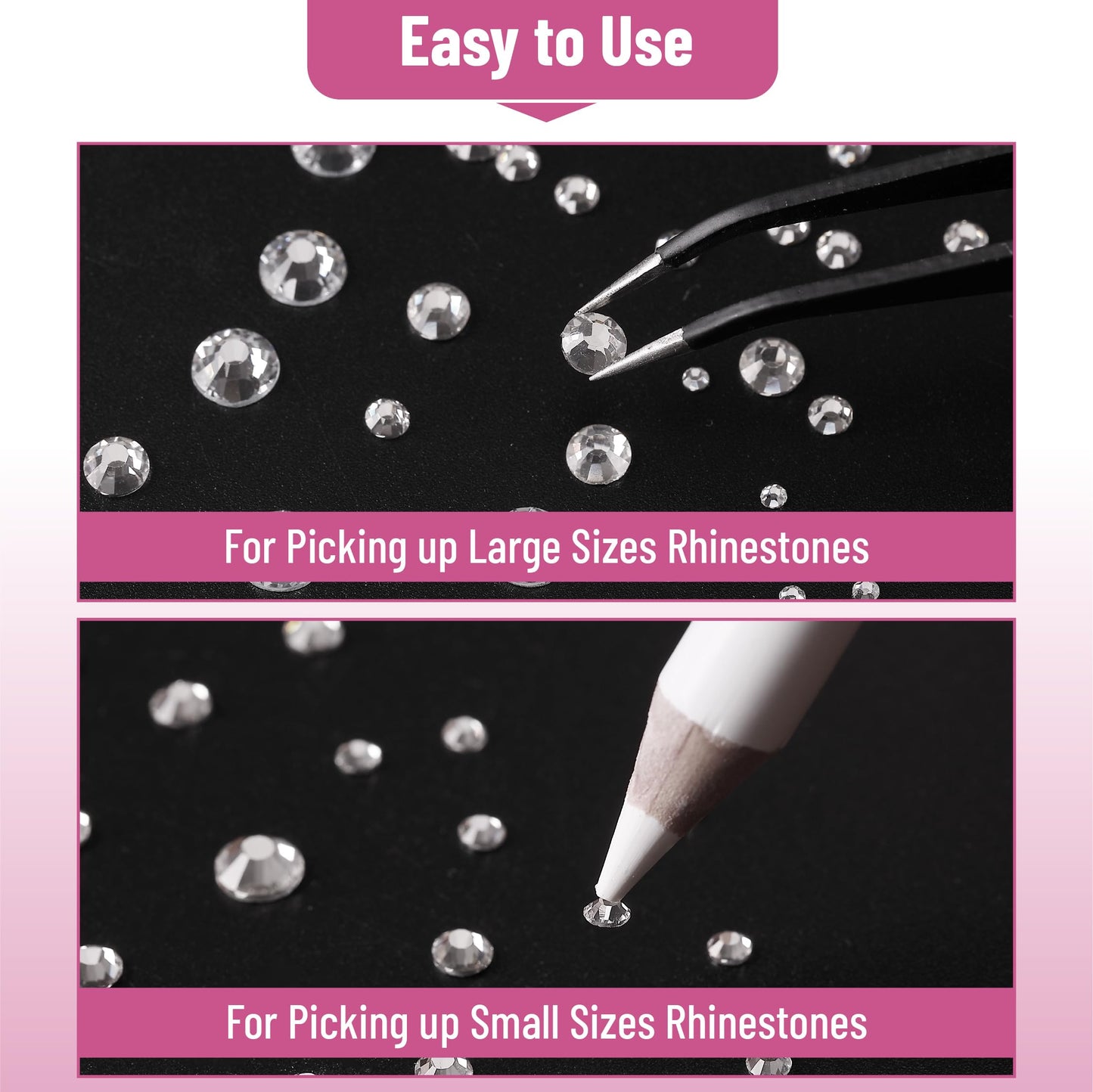 Mr. Pen - 2000 Pcs Rhinestones with Pick Up Tweezer & Picking Pen, Flat Back Round Rhinestones for Crafts, Face Gems, Nails & Makeup Beauty & Personal Care Mr. Pen