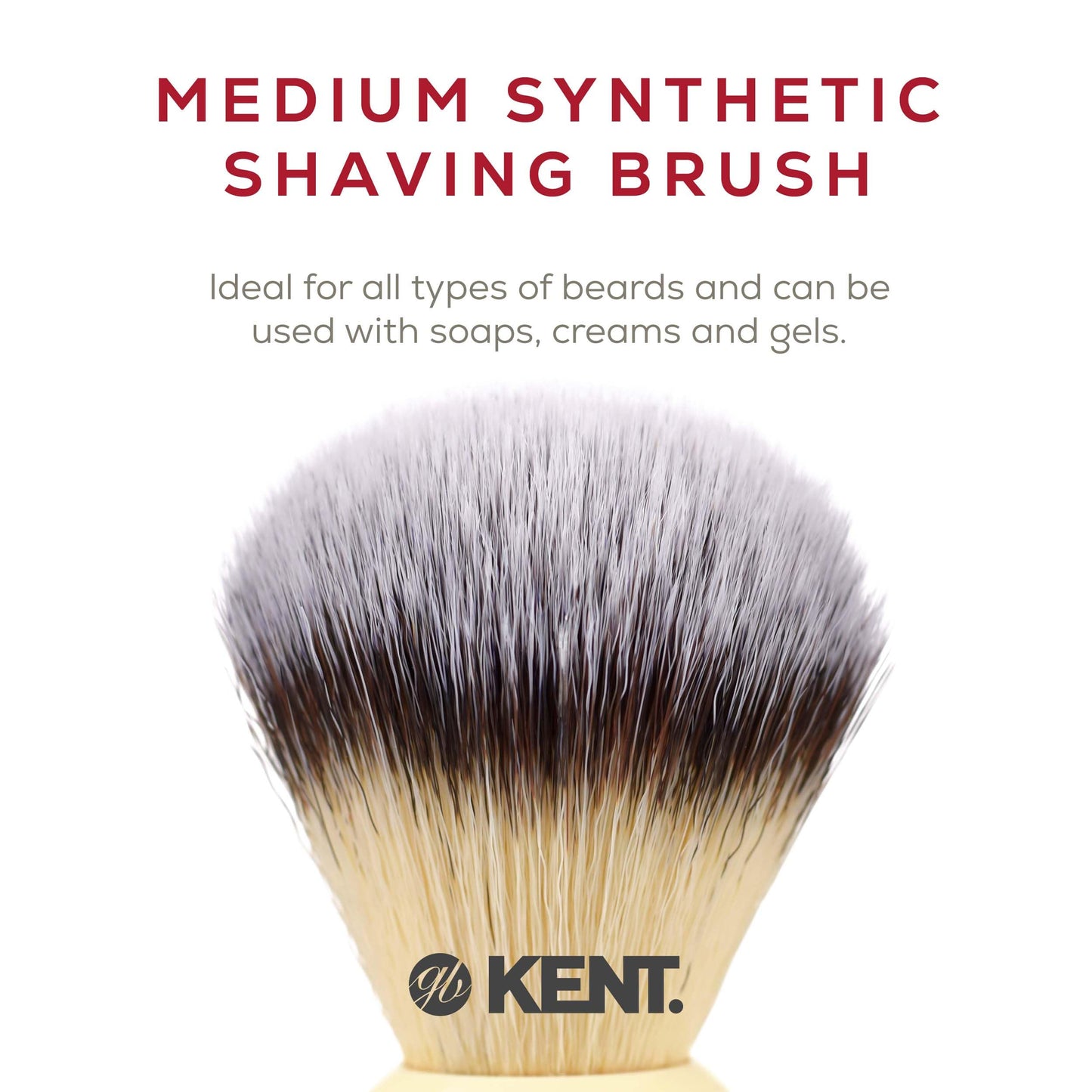 Kent BK4S Shaving Brush with Ultra-Soft Silvertext Synthetic Bristles and Faux Ivory Resin Handle to use with Shave Cream or Soap for a Perfect Beauty and Personal Care KENT