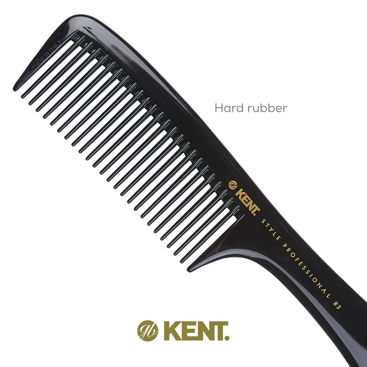 Kent SPC83 Black Salon-Style Barber Comb and Dressing Cutting Detangler with Wide Teeth - Professional Barber Wide Tooth Comb for Styling for Medium
