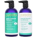 PURA D'OR Sleek & Smooth Shampoo and Conditioner Set For Frizz-Free & Silky Smooth Hair, Infused with Organic Aloe Vera, Argan Oil, Castor Oil Beauty & Personal Care PURA D'OR