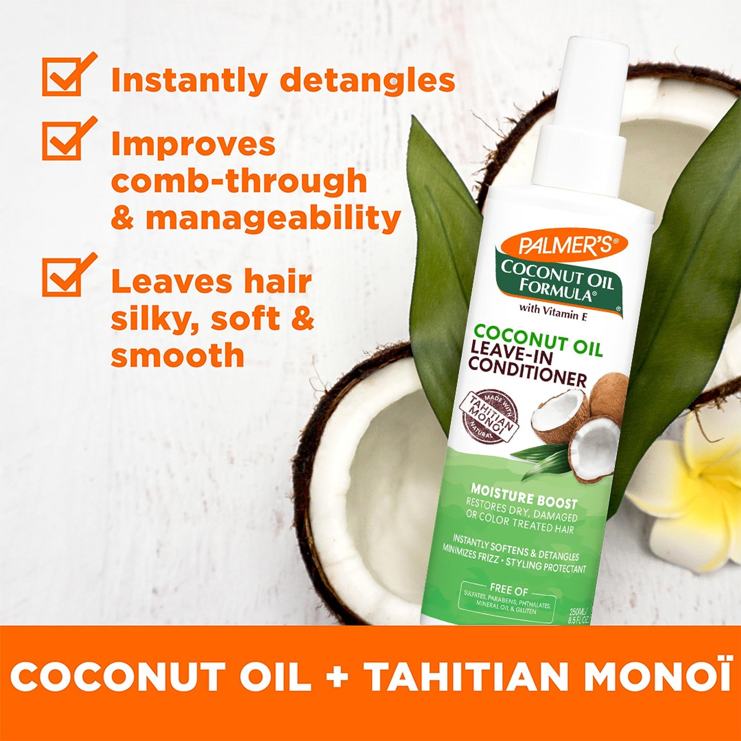 Palmer's Coconut Oil Formula Moisture Boost Leave-In Conditioner Spray, Instantly Detangle, Hydrate and Strengthen Textured and Curly Hair, 8.5 Ounce Beauty and Personal Care Palmer's