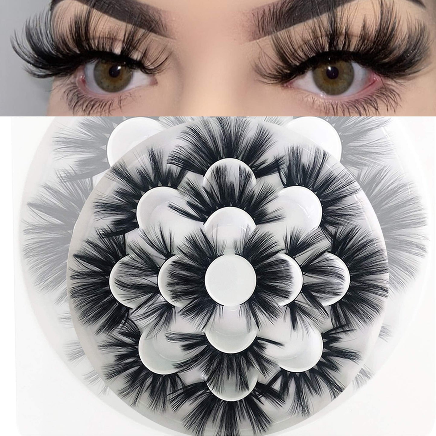 Mikiwi 25mm Faux Mink Lashes, 6D lashes, Faux Mink Eyelashes, Dramatic Lashes, 7 Pairs Fluffy Mink Lashes, 25 mm Lashes for Halloween Party Beauty & Personal Care mikiwi