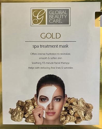 Global Beauty Products Gold Spa Treatment Mask, 2 Facial Treatments, Anti Aging, Unisex, Skin Treatment Mask, Sheet Beauty & Personal Care Global Beauty Products