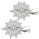 Crystal Hair Clips Large Sparkle Rhinestone Flower Design Alligator Metal Clip Non-Slip Floral Duckbill Hairpins Bling French Fancy Hair Barrettes Beauty & Personal Care HSWE