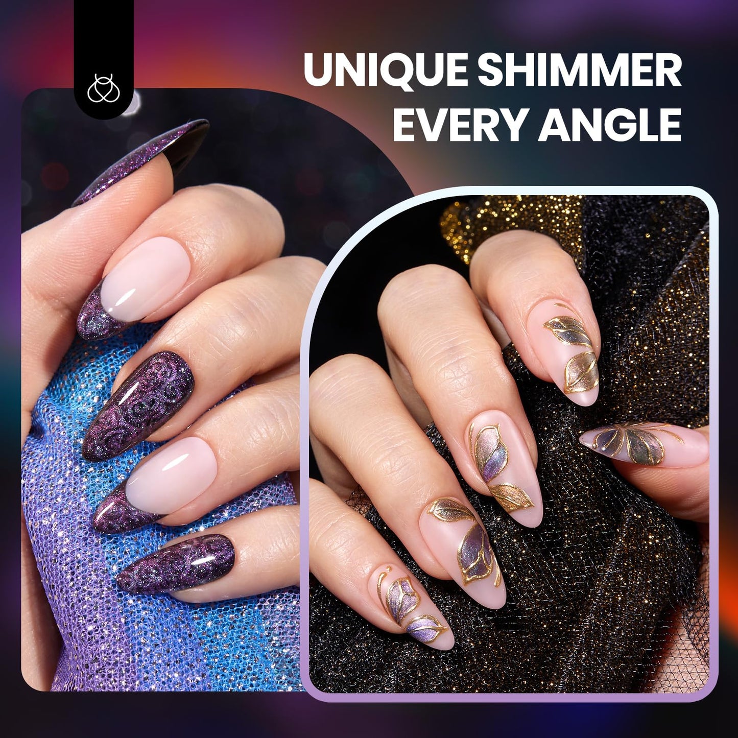 Beetles Cat Eye Gel Nail Polish Set - 6 Colors Chameleon Cat Eye Black Glitter Blue Pueple Gold Green Gel Polish with Magnet Soak Off UV Velvet Gel Beauty and Personal Care beetles Gel Polish