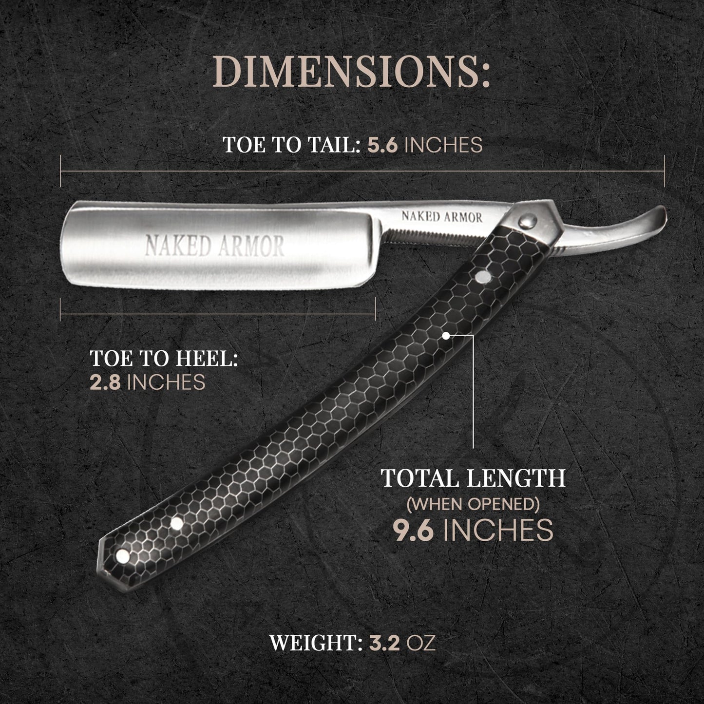 Naked Armor Elyan Straight Razor - Shave Ready 7/8" Round Nose Japanese Steel Straight Razors for Men with Resin Scale, Case Included, Close Shave Beauty and Personal Care Naked Armor