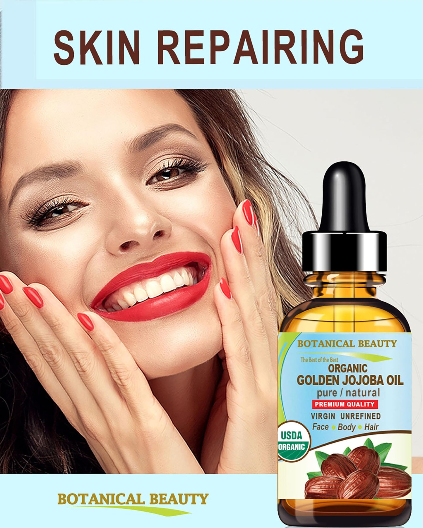 Botanical Beauty Organic JOJOBA OIL 100% Pure Natural VIRGIN UNREFINED Cold-Pressed Carrier Oil 1 Fl oz 30 ml for Face, Skin, Body, Hair, Lip, Nails Beauty & Personal Care Botanical Beauty