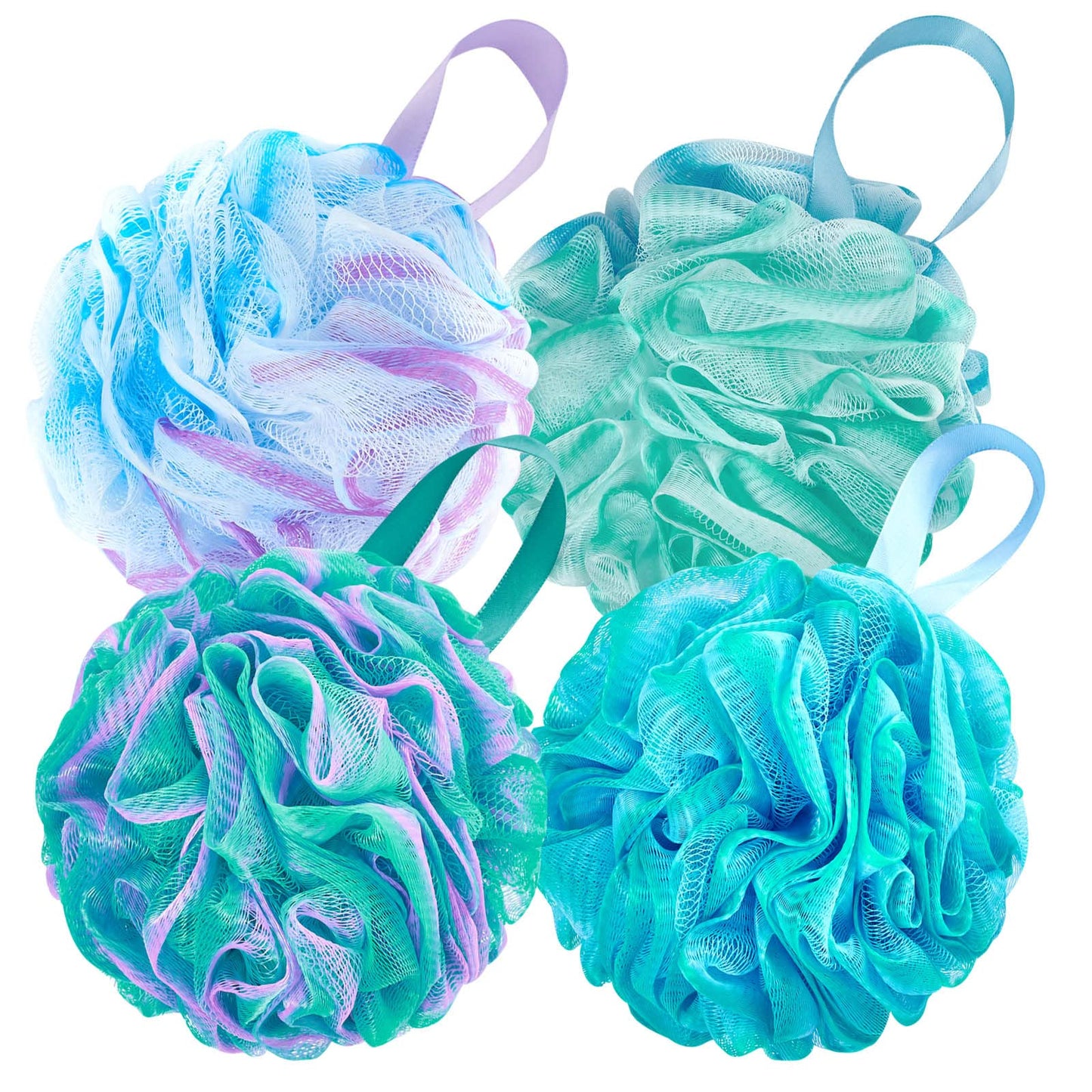 Yimingbuty 4 Pack Bath Shower Loofah Sponge, 75g Mesh Pouf Shower Ball, Exfoliating Body Scrubber for Silky Skin Body Washing, Flower Color, White Beauty and Personal Care YGACHE