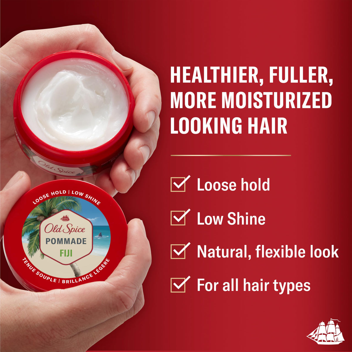 Old Spice Mens Hair Pomade, Fiji Pomade for Men, Loose Hold, Low Shine, Hair Styling, 2.22 oz Beauty & Personal Care Old Spice