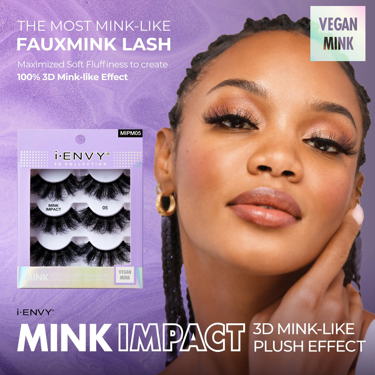 I-Envy 3-in-1 MinkImpact Multipack, 100% 3D Mink-Like Vegan Lashes, Soft, Natural, Fluffy & Lush, Clear Undetectable Band, Lightweight & Comfortable