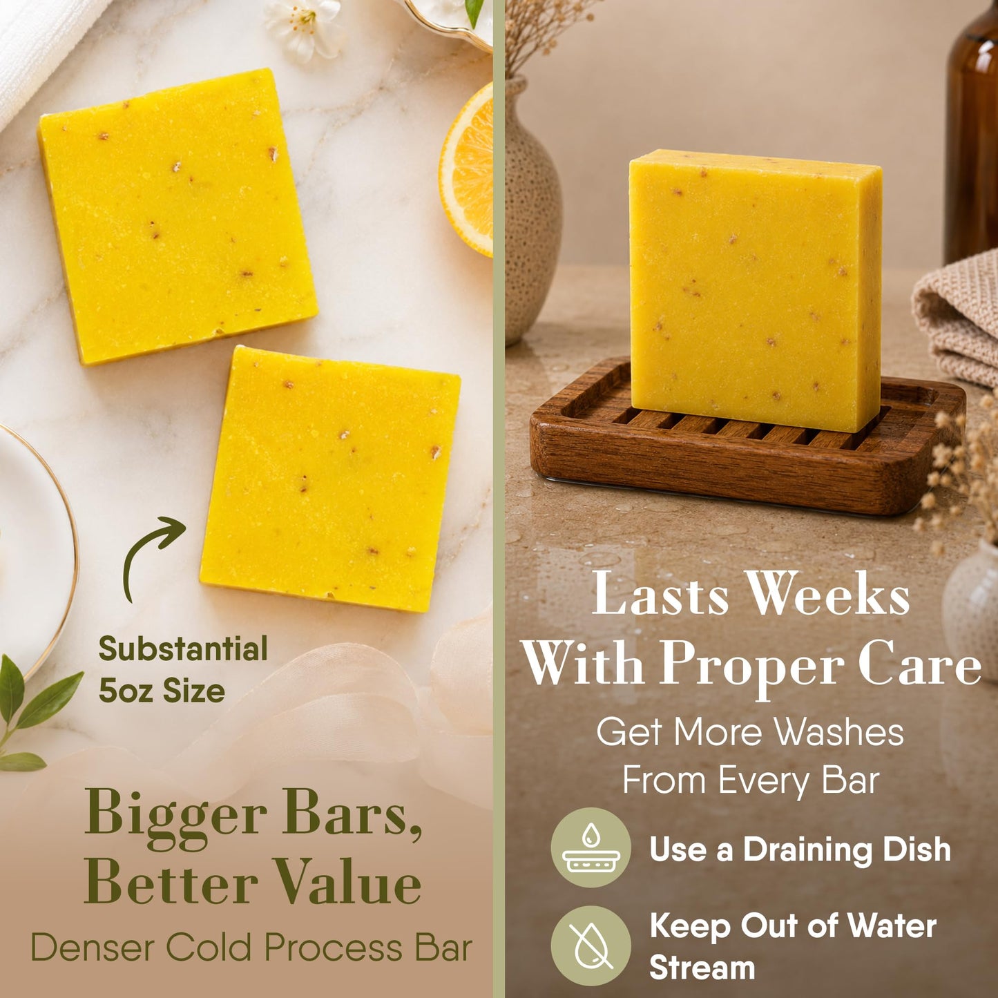 360Feel Island Citrus Soap - Made in the USA - Castile Handmade, All-Natural, Cold-Processed - Infused with Island Citrus for a Tropical Scent - Rich Beauty & Personal Care 360Feel