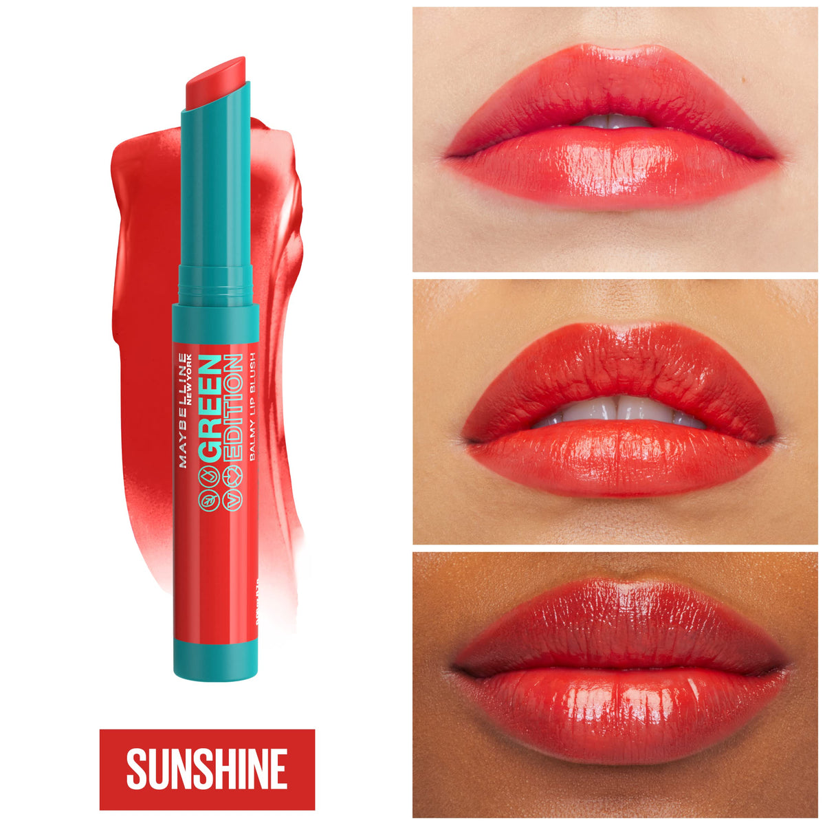 Maybelline Green Edition Balmy Lip Blush, Formulated With Mango Oil, Sunshine, Sheer Coral, 1 Count Beauty & Personal Care MAYBELLINE