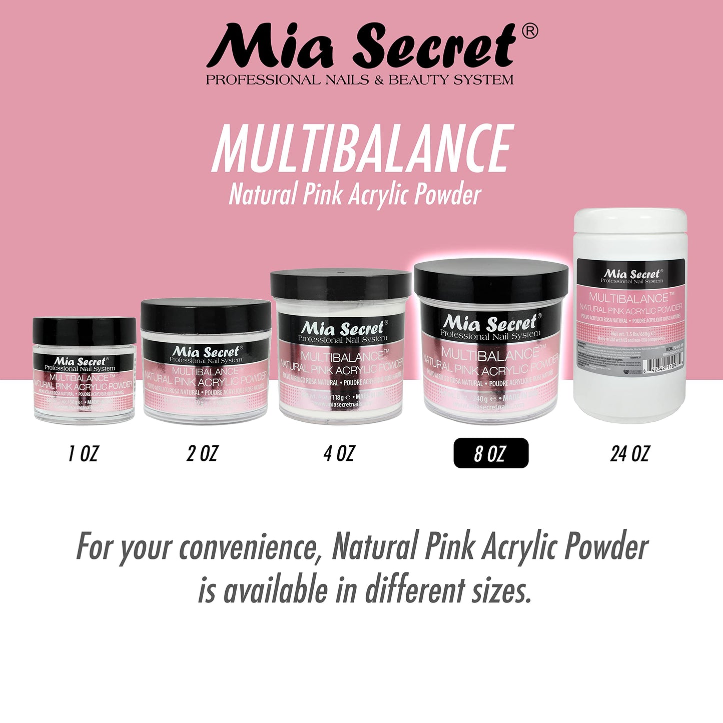 Mia Secret Multibalance Natural Pink Acrylic Nail Powder 8oz Beauty & Personal Care Mia Secret