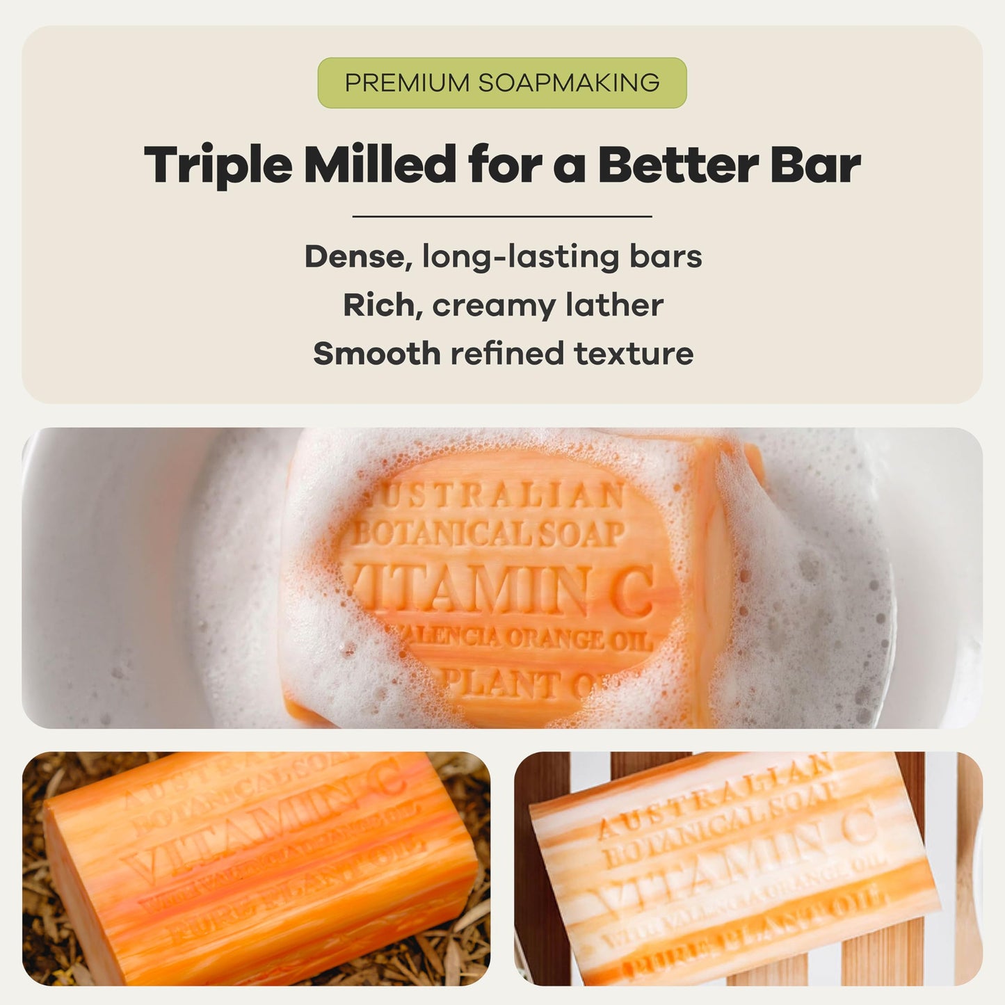 Australian Botanical Soap Vitamin C with Valencia Orange Oil 6.6 oz Triple Milled Luxury Soap Bar Enriched with Shea Butter, Suitable for Men, Women Beauty & Personal Care Australian Botanical Soap